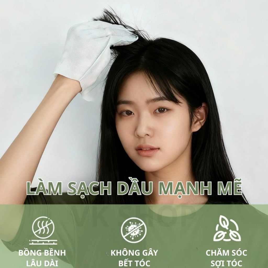 Găng Tay Gội Đầu Khô Massage Da Đầu Sạch Tóc Nhanh Không Cần Nước - Khử Mùi Dầu Nhờn Hiệu Quả, Tiện Lợi Du Lịch Công Tác