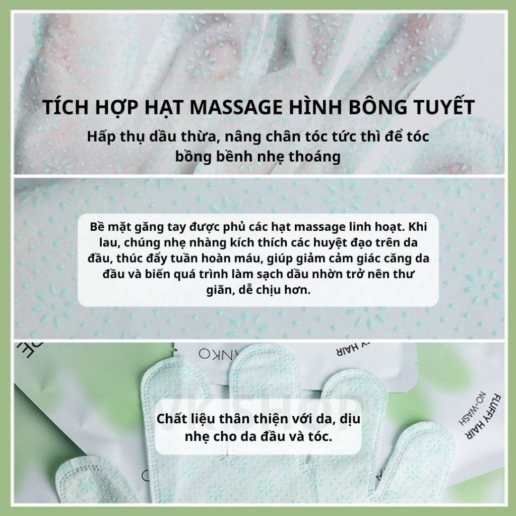 Găng Tay Gội Đầu Khô Massage Da Đầu Sạch Tóc Nhanh Không Cần Nước - Khử Mùi Dầu Nhờn Hiệu Quả, Tiện Lợi Du Lịch Công Tác