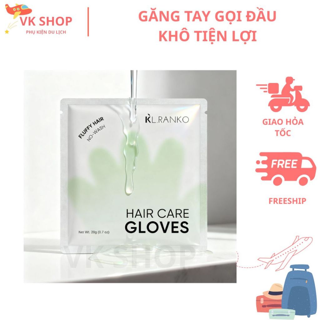Găng Tay Gội Đầu Khô Massage Da Đầu Sạch Tóc Nhanh Không Cần Nước - Khử Mùi Dầu Nhờn Hiệu Quả, Tiện Lợi Du Lịch Công Tác