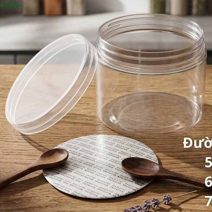 [Sỉ Tận Xưởng] Set 25 Hũ Nhựa PET Trong Dày Miệng 85 300-1050ml Nắp Vặn Đựng Thực Phẩm Khô Granola