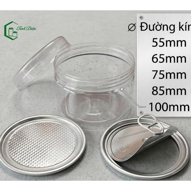 [Sỉ Tận Xưởng] Set 25 Hũ Nhựa PET Trong Dày Miệng 85 300-1050ml Nắp Vặn Đựng Thực Phẩm Khô Granola