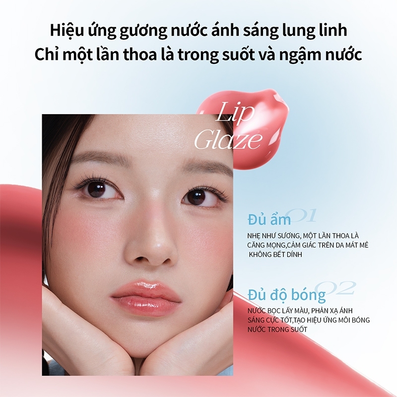 [HOT TREND] Son Tint Bóng Mooekiss B01 Hiệu Ứng Thạch Căng Mọng Ngọt Ngào, Bền Màu Lâu Trôi (2.7g)