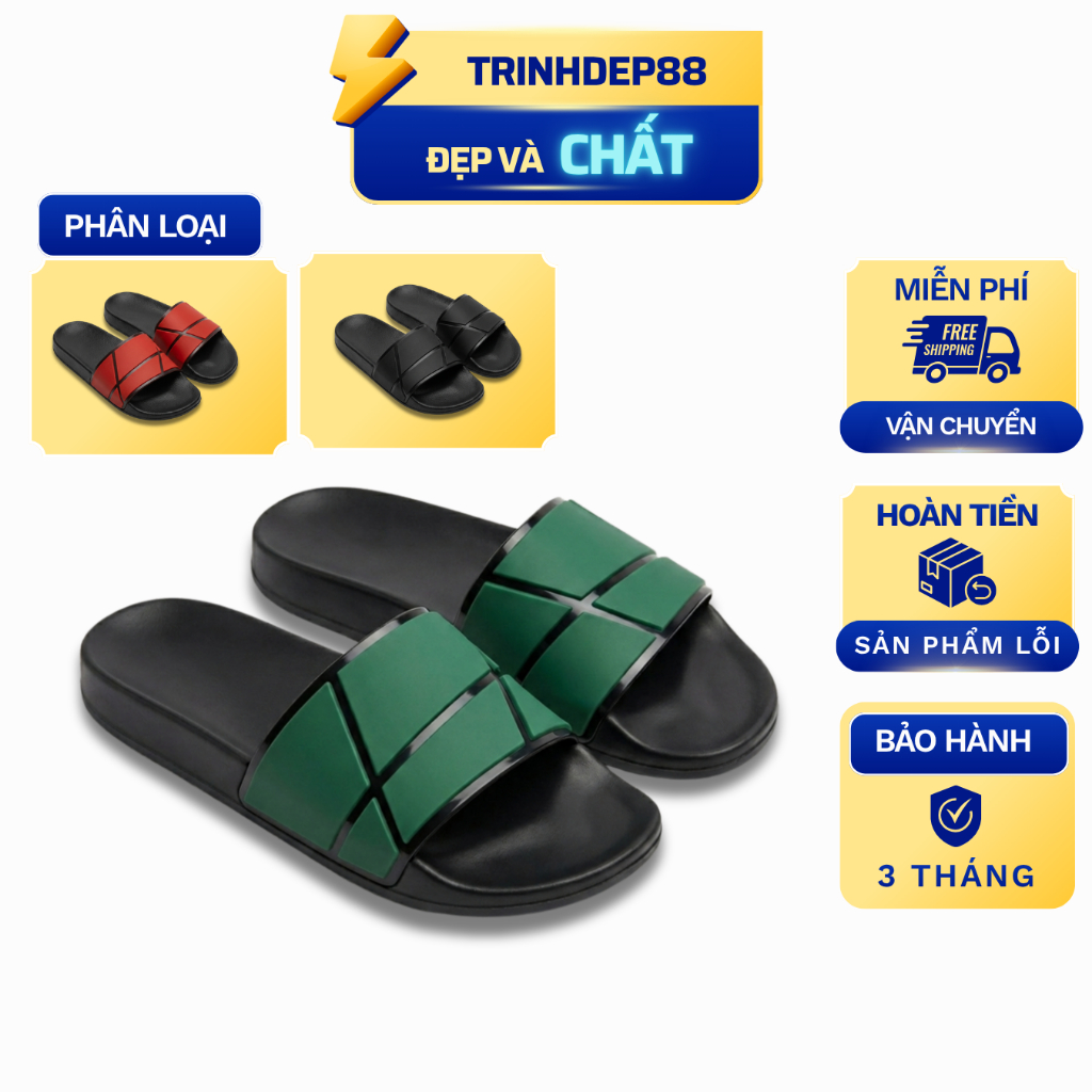 Dép Nam Nữ, Dép Quai Ngang Cao Su Non Họa Tiết Kẻ, Đế PU Chống Trượt Êm Chân, Dép Unisex Mẫu Hot Trend Size 35-44