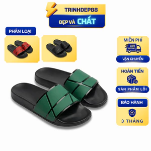 Dép Nam Nữ, Dép Quai Ngang Cao Su Non Họa Tiết Kẻ, Đế PU Chống Trượt Êm Chân, Dép Unisex Mẫu Hot Trend Size 35-44