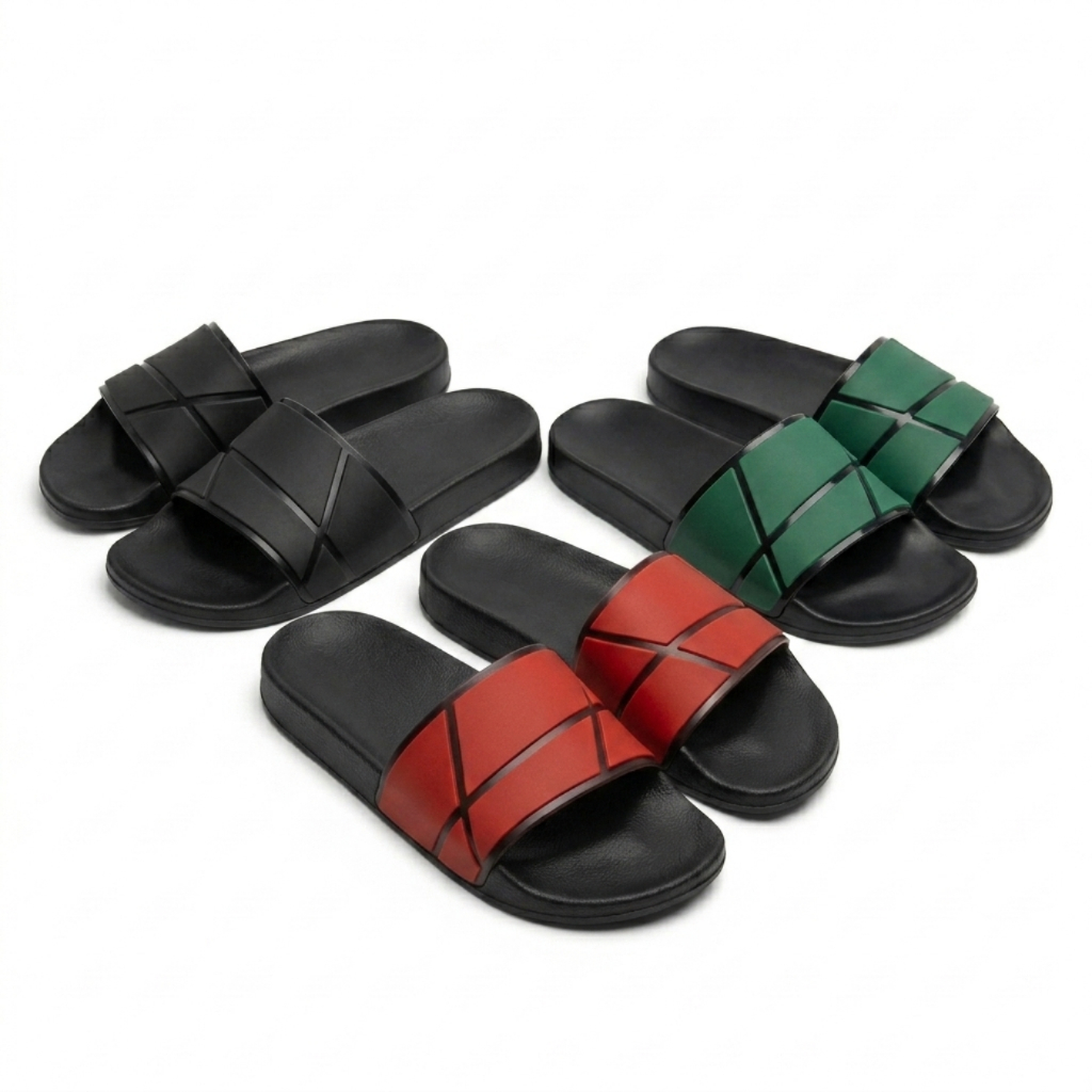 Dép Nam Nữ, Dép Quai Ngang Cao Su Non Họa Tiết Kẻ, Đế PU Chống Trượt Êm Chân, Dép Unisex Mẫu Hot Trend Size 35-44