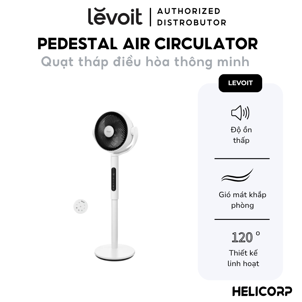 Quạt Tuần Hoàn Không Khí Levoit CirculAir 22.9cm Mát Đến 30m, 12 Tốc Độ, Có Cảm Biến Nhiệt Độ
