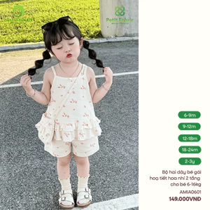 Bộ Hai Dây Hoa Nhí Bé Gái Anminaza Petit Mềm Mát Mặc Hè Bé Đi Học, Đi Chơi AMIA0601