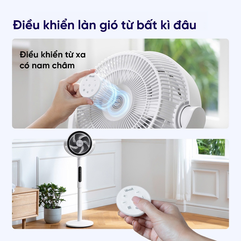 Quạt Tuần Hoàn Không Khí Levoit CirculAir 22.9cm Mát Đến 30m, 12 Tốc Độ, Có Cảm Biến Nhiệt Độ