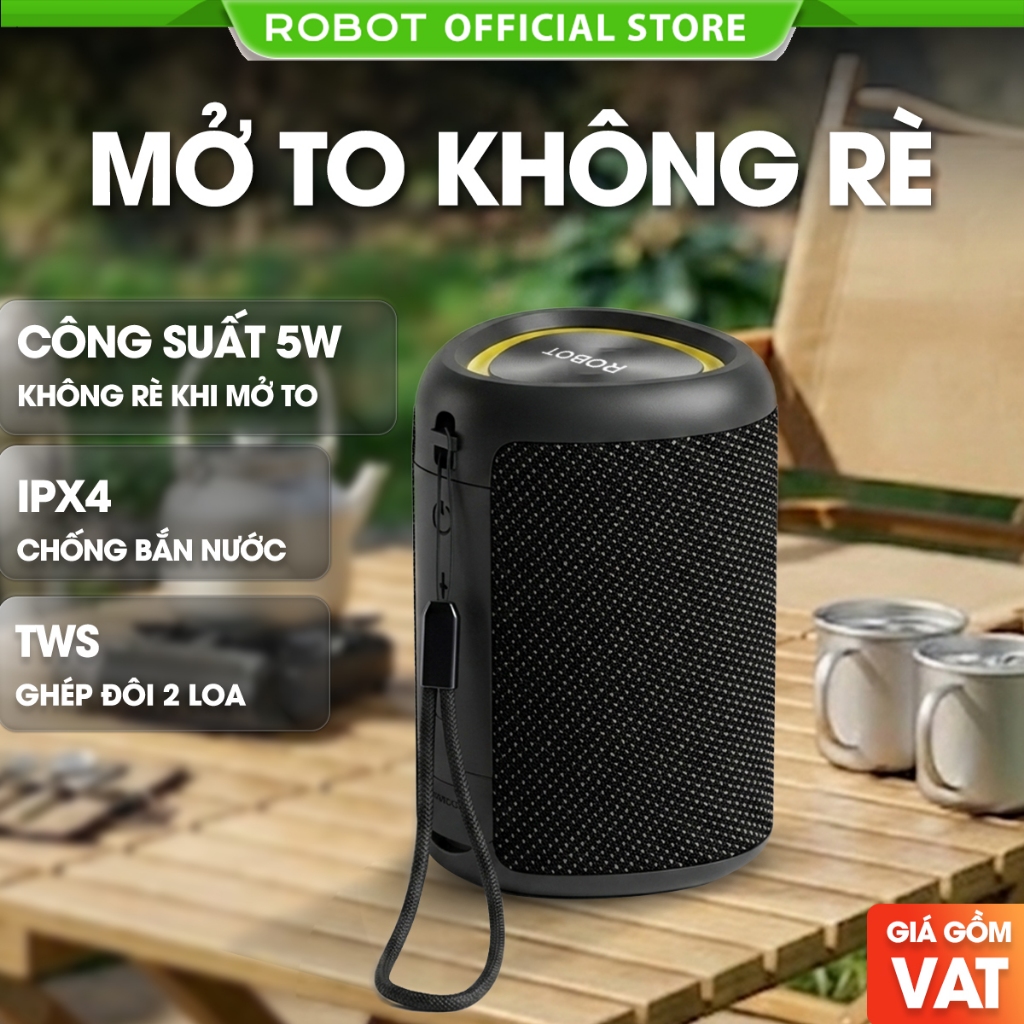 Loa Bluetooth Mini ROBOT RB120 Bass Mạnh công suất 5W LED RGB Kháng Nước IPX4 BH 12 THÁNG