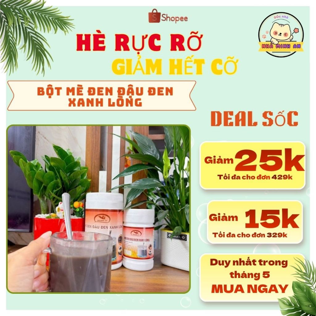 [NGUYÊN CHẤT] Bột Ngũ Cốc Mè Đen Đậu Đen Xanh Lòng Organic - Rang Xay Thủ Công (Hộp 500g)