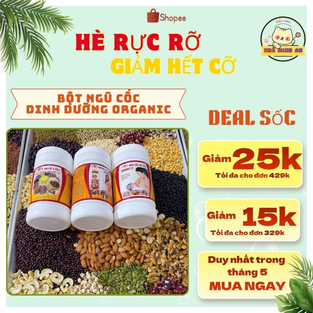 [500G - 1KG] Ngũ Cốc Dinh Dưỡng Organic Nguyên Chất 100% Bột Ngũ Cốc Tự Nhiên Không Phụ Gia