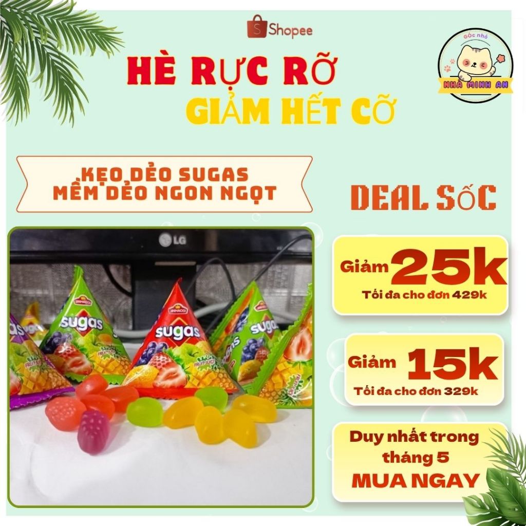 [500G - 1KG] Kẹo Dẻo Chip Chip Sugas Hương Trái Cây Siêu Ngon Kẹo Tam Giác Dẻo Mềm Dẻo Ngọt Dịu