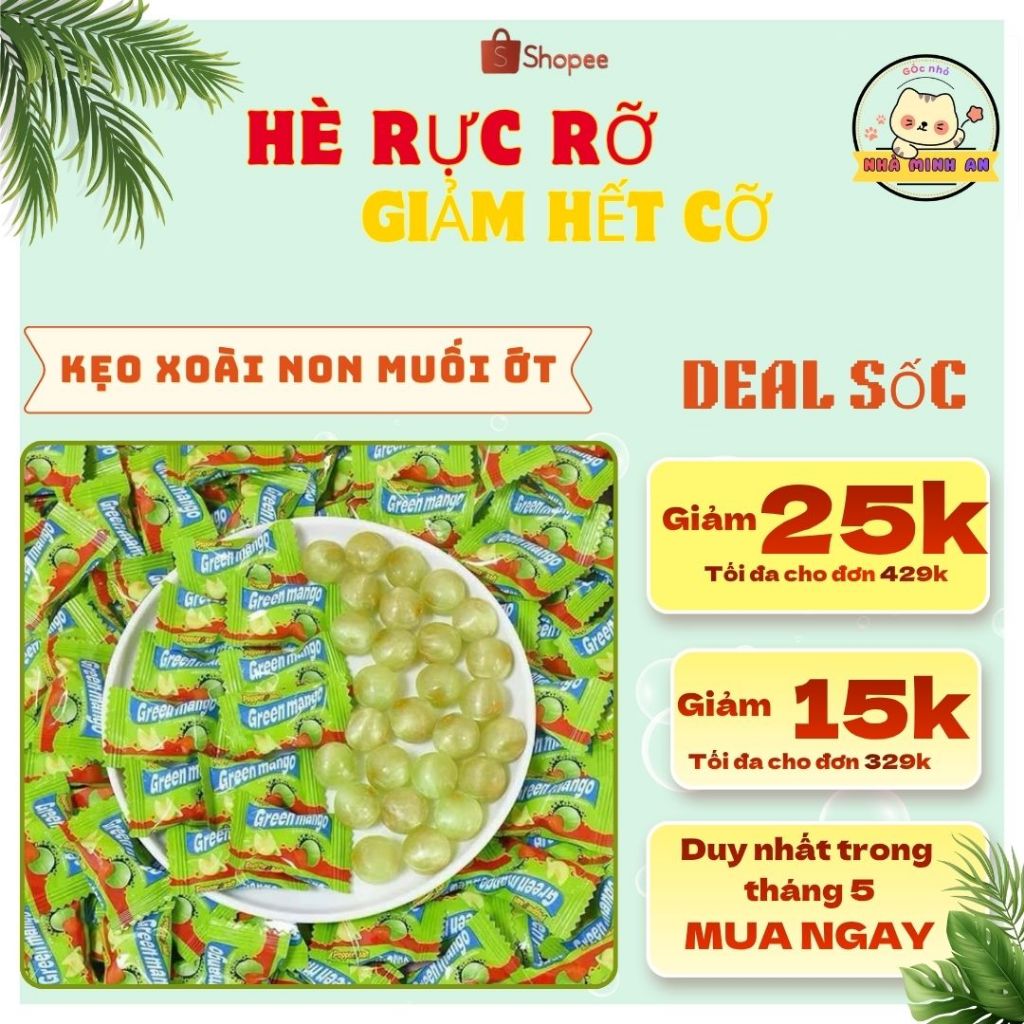 [500G - 1KG] Kẹo Xoài Non Muối Ớt Dẻo Chua Cay – Kẹo Xoài Chua Mặn Cay Dễ Ghiền, Viên Bọc Riêng