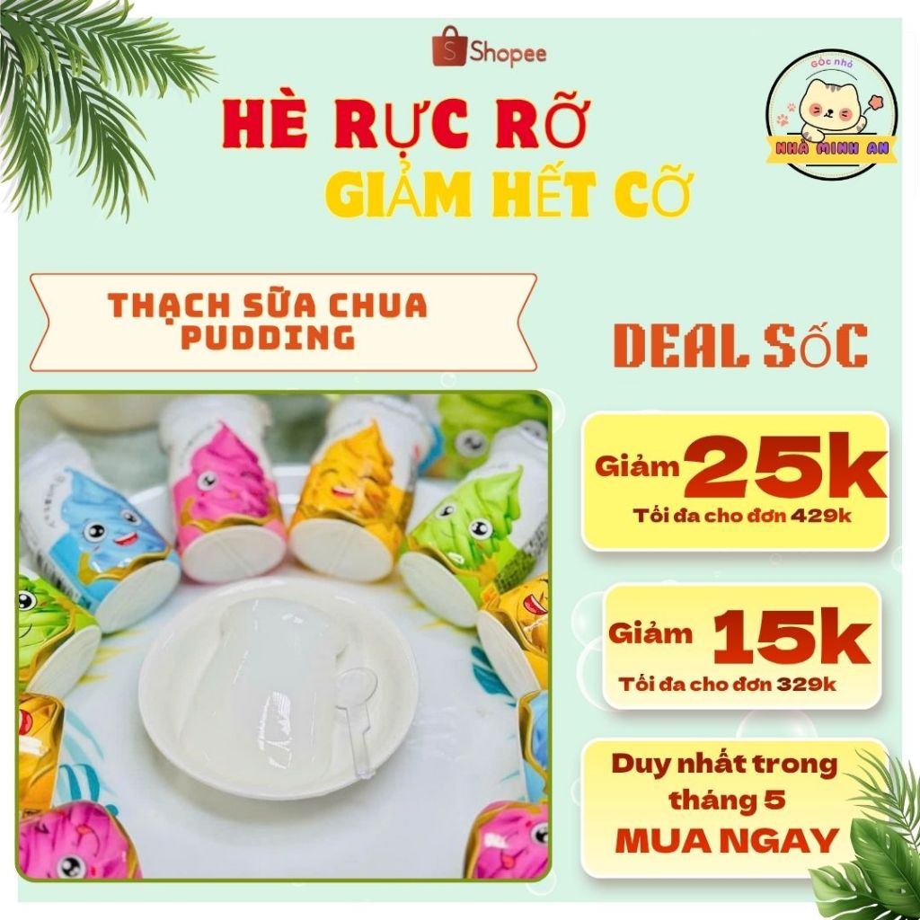[Lốc 30 Hũ] Thạch Sữa Chua Pudding Trái Cây Mix Vị - Mềm Mịn, Thanh Mát, Ăn Là Ghiền