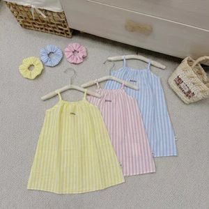 Váy 2 Dây Bé Gái Mặc Đi Biển, Đi Chơi Vải Mềm Mát Hoạ Tiết Kẻ Sọc (8-22kg) V001