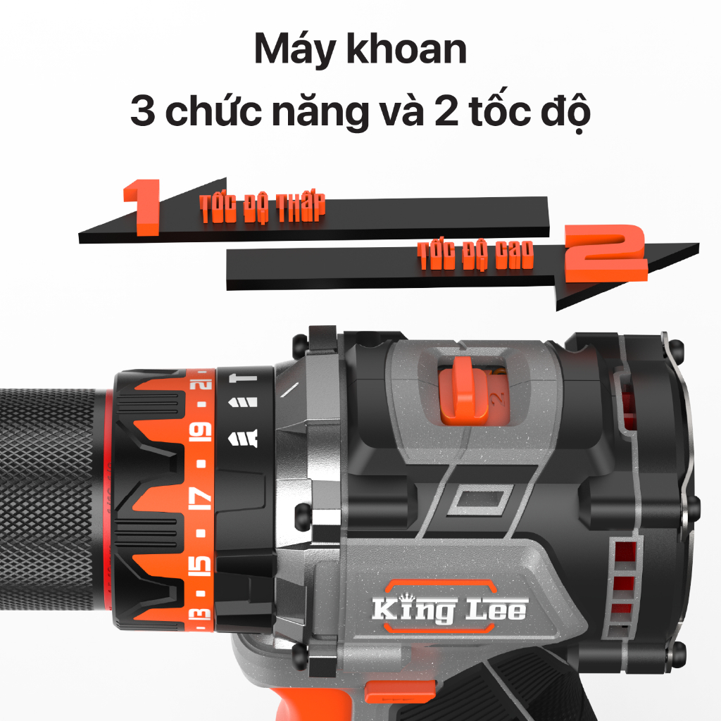 Máy Khoan pin Lux 66 King lee - Không Chổi Than, Đầu Kẹp 13mm,Lực 65Nm