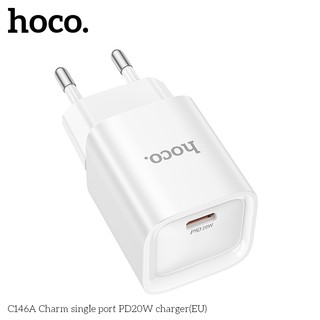 Cốc sạc Hoco C146A cổng TypeC PD 20W, chân tròn EU (Trắng) - Phụ Kiện Nhất Tín