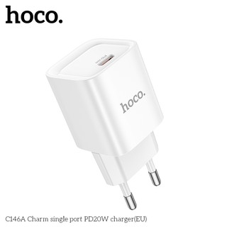 Cốc sạc Hoco C146A cổng TypeC PD 20W, chân tròn EU (Trắng) - Phụ Kiện Nhất Tín