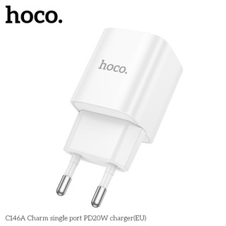Cốc sạc Hoco C146A cổng TypeC PD 20W, chân tròn EU (Trắng) - Phụ Kiện Nhất Tín