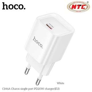 Cốc sạc Hoco C146A cổng TypeC PD 20W, chân tròn EU (Trắng) - Phụ Kiện Nhất Tín