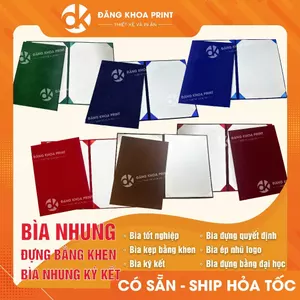 Bìa nhung kẹp chứng chỉ - Bìa nhung trình ký - Bìa nhung đựng giấy khen, bằng khen. Có nhận ép nhũ logo theo yêu cầu
