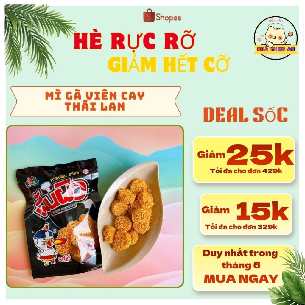 [SIÊU HOT] Mì Viên Cay Thái Lan Funny Castle - Snack Mì Tôm Trẻ Em Giòn Rụm, Cay Tê Lôi Cuốn