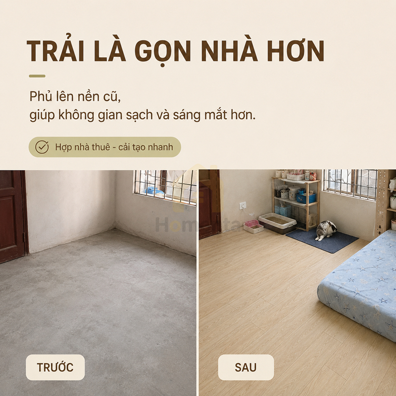 Thảm trải lót sàn simili vân gỗ chống nước dày 1.5mm khổ 2m (5m/10m) dễ lau chùi cho phòng trọ，nhà xưởng, văn phòng