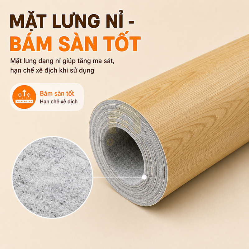 Thảm trải lót sàn simili vân gỗ chống nước dày 1.5mm khổ 2m (5m/10m) dễ lau chùi cho phòng trọ，nhà xưởng, văn phòng