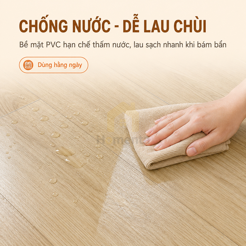 Thảm trải lót sàn simili vân gỗ chống nước dày 1.5mm khổ 2m (5m/10m) dễ lau chùi cho phòng trọ，nhà xưởng, văn phòng