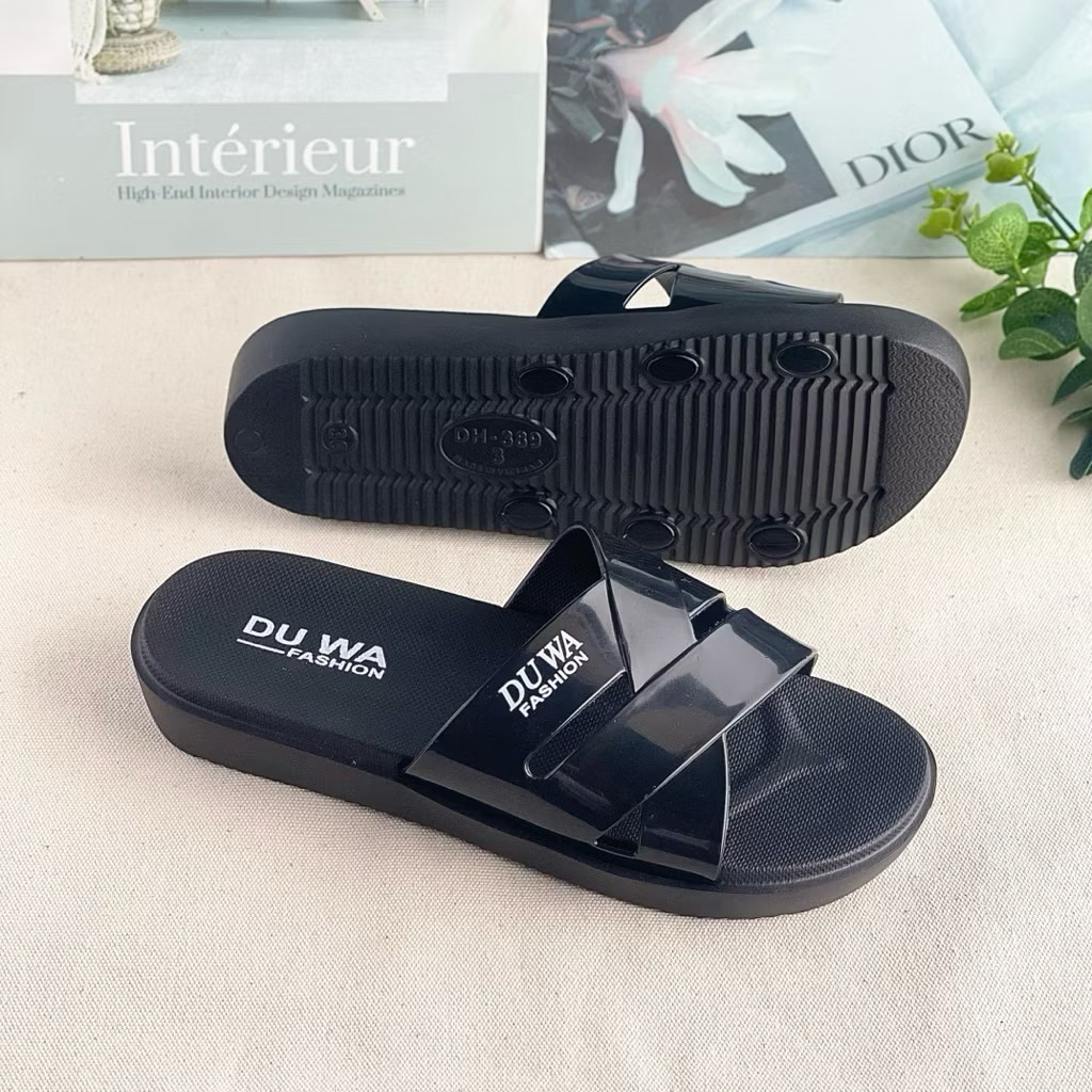 Dép nhựa nữ DUWA quai ngang đan chéo đế nhẹ chống trơn trượt