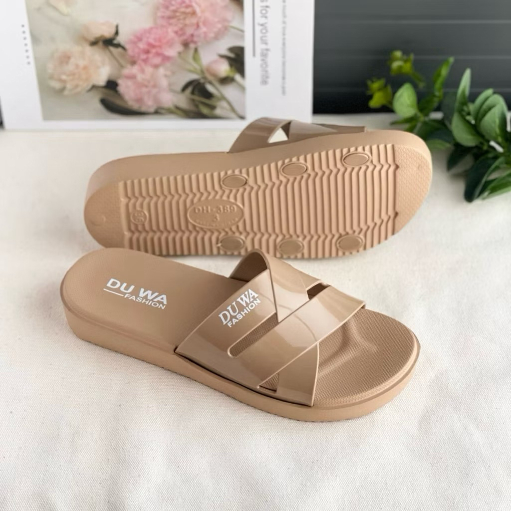 Dép nhựa nữ DUWA quai ngang đan chéo đế nhẹ chống trơn trượt