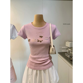 𝐏𝐡𝐢𝐞𝐧 𝐖𝐆𝐖𝐄 | (Sẵn) w9606 Áo Phông Mùa Hè Nữ Hình In Cute Co Dãn Cổ Tròn