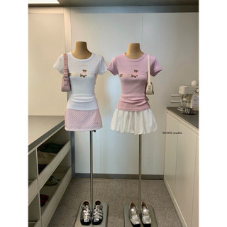 𝐏𝐡𝐢𝐞𝐧 𝐖𝐆𝐖𝐄 | (Sẵn) w9606 Áo Phông Mùa Hè Nữ Hình In Cute Co Dãn Cổ Tròn