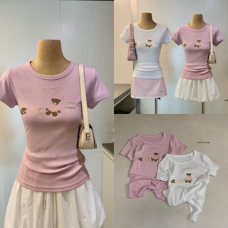 𝐏𝐡𝐢𝐞𝐧 𝐖𝐆𝐖𝐄 | (Sẵn) w9606 Áo Phông Mùa Hè Nữ Hình In Cute Co Dãn Cổ Tròn