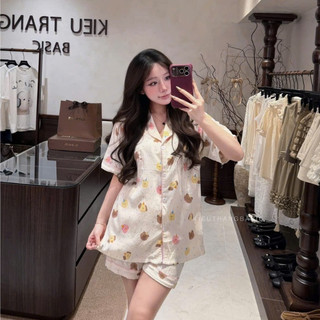 B142 Bộ Ngủ Nữ Cộc Đùi Chất Đũi Cao Cấp Mềm Mại Siêu Thoáng Mát Phương Linh Underwear