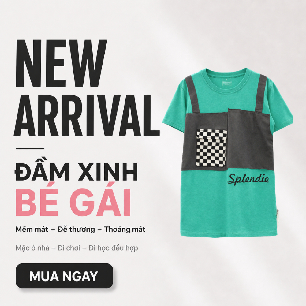 Váy Bé Gái Mùa Hè Cotton Mềm Mát – Đầm Suông Phối Yếm Cho Bé B160 | JJ Kids Fashion