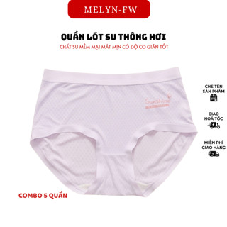 Set 5 quần lót nữ su thun lạnh thông hơi MELYN-FW không đường may cao cấp mềm mại kháng khuẩn, đáy 100% cotton
