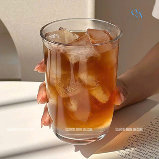 Bộ 6 Cốc Thủy Tinh Dáng Trụ MIỆNG LOE 360ML | Ly Thủy Tinh Uống Cà Phê, Nước Ép, Sinh Tố DECOR Phong Cách Tối Giản