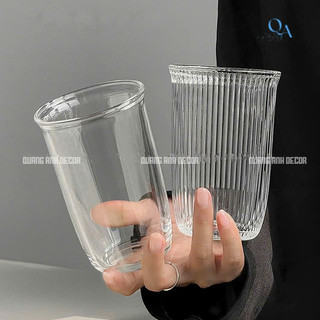 Bộ 6 Cốc Thủy Tinh Dáng Trụ MIỆNG LOE 360ML | Ly Thủy Tinh Uống Cà Phê, Nước Ép, Sinh Tố DECOR Phong Cách Tối Giản