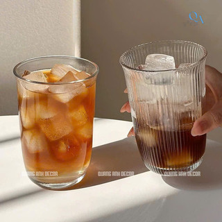 Bộ 6 Cốc Thủy Tinh Dáng Trụ MIỆNG LOE 360ML | Ly Thủy Tinh Uống Cà Phê, Nước Ép, Sinh Tố DECOR Phong Cách Tối Giản