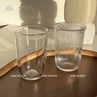 Bộ 6 Cốc Thủy Tinh Dáng Trụ MIỆNG LOE 360ML | Ly Thủy Tinh Uống Cà Phê, Nước Ép, Sinh Tố DECOR Phong Cách Tối Giản