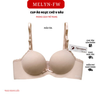 Áo lót nữ MELYN-FW, áo ngực nữ đúc su gắn nơ không gọng đệm 2.5cm bàn tay nâng ngực chống xệ A33