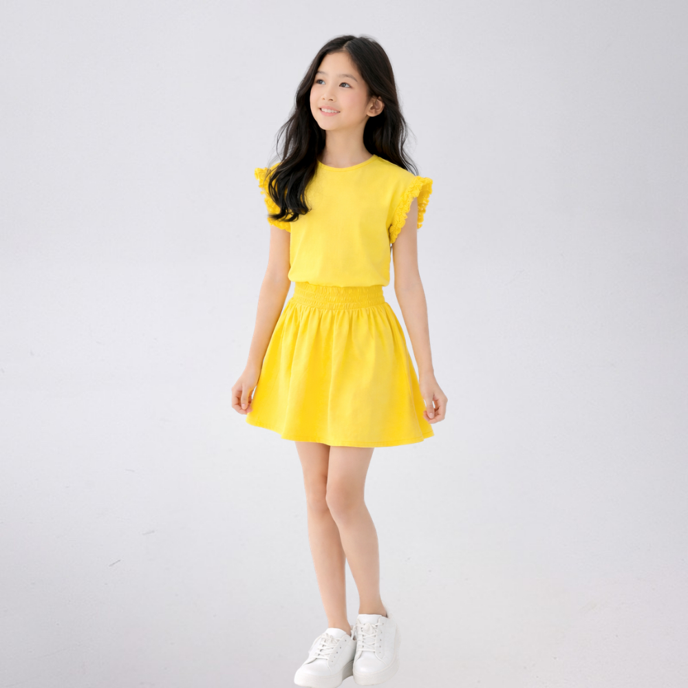Váy Bé Gái Mùa Hè Cotton Mềm Mát – Đầm Xòe Tay Bèo Nữ Tính Cho Bé B362 | JJ Kids Fashion