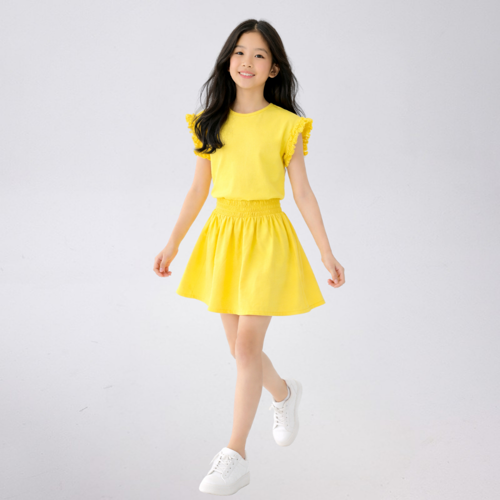 Váy Bé Gái Mùa Hè Cotton Mềm Mát – Đầm Xòe Tay Bèo Nữ Tính Cho Bé B362 | JJ Kids Fashion