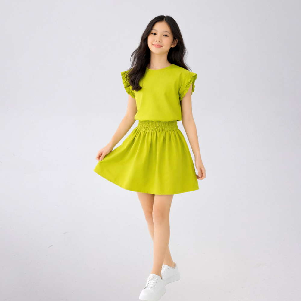 Váy Bé Gái Mùa Hè Cotton Mềm Mát – Đầm Xòe Tay Bèo Nữ Tính Cho Bé B362 | JJ Kids Fashion