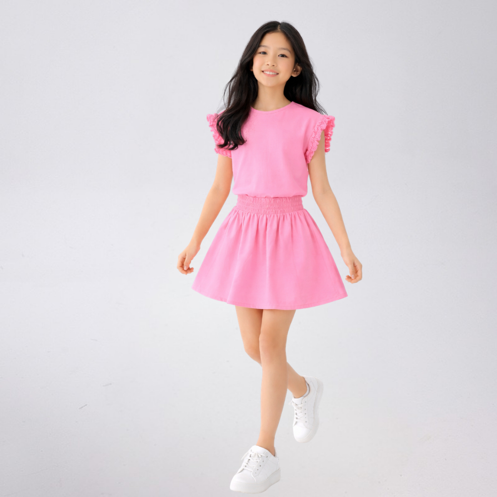 Váy Bé Gái Mùa Hè Cotton Mềm Mát – Đầm Xòe Tay Bèo Nữ Tính Cho Bé B362 | JJ Kids Fashion