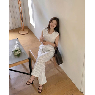 𝗥𝗼𝘀𝗲 𝗟𝗶𝗻𝗲𝗻 𝗣𝗮𝗻𝘁𝘀 - |LY LINEN| - Quần linen sọc ống xuông