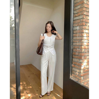 𝗥𝗼𝘀𝗲 𝗟𝗶𝗻𝗲𝗻 𝗣𝗮𝗻𝘁𝘀 - |LY LINEN| - Quần linen sọc ống xuông