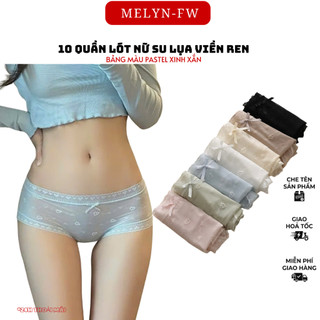 Sét 10 quần lót nữ ren tơ 7A xuyên thấu, diệt nổi hình trái tim mềm mỏng, thoáng mát MELYN-FW LR271