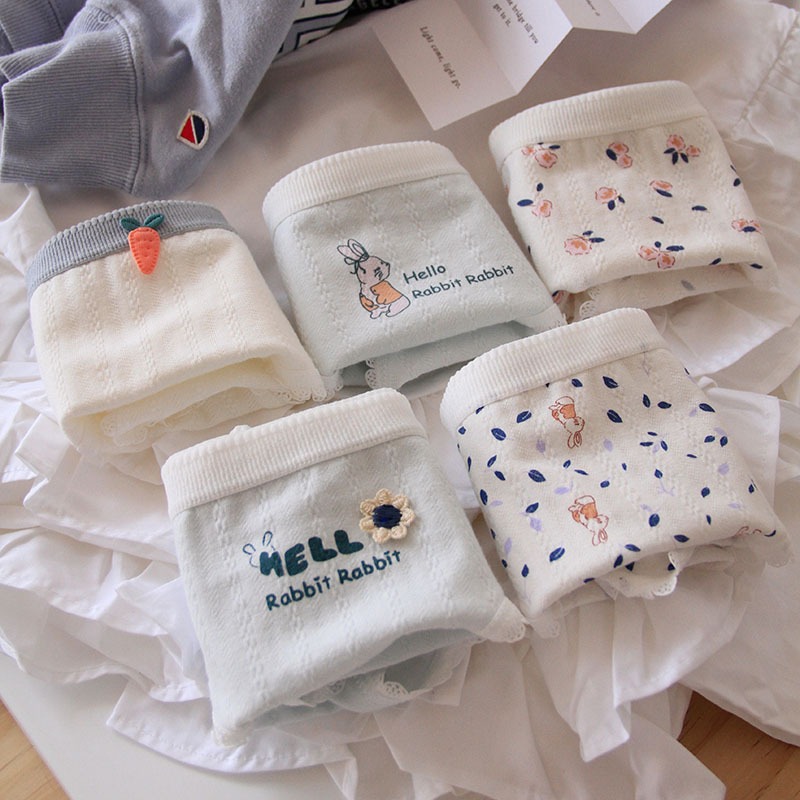 quần lót, quần chip cho bé gái hoạ tiết thỏ cà rốt bắt mắt dễ thương,  chất liệu cotton thấm hút mồ hôi thoáng khí
